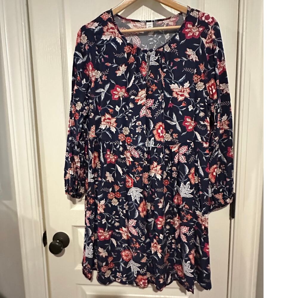 Women's Old Navy Fall long sleeve dress size large Navy Floral
